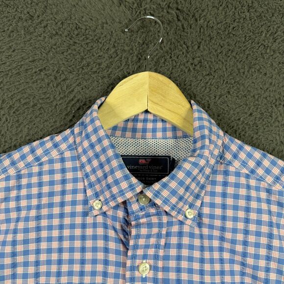 Vineyard Vines Shirt Mens Medium Blue Check Harbor Vented Lightweight Fishing - Picture 5 of 16